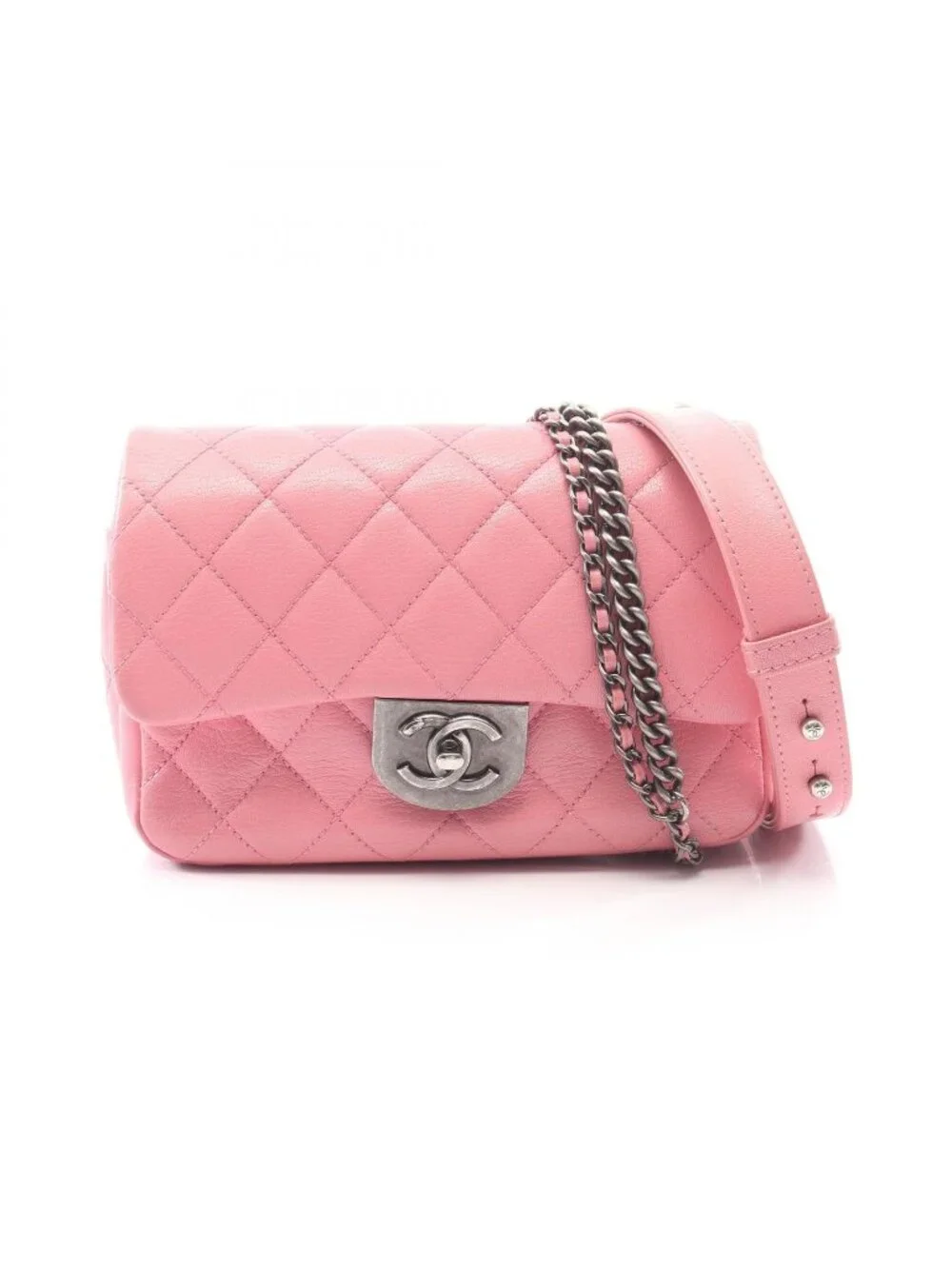 Chanel Shoulder Bag Quilted 2-Way Pink Leather Chain